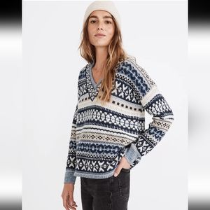 Madewell Forrest Fair Isle V-Neck Sweater